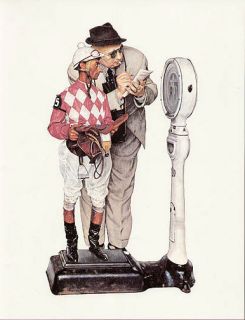 norman rockwell print jockey on scales weighing in one day