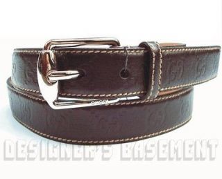   GUCCISSIMA leather stitched LOGO Engraved buckle belt NWT Authentic