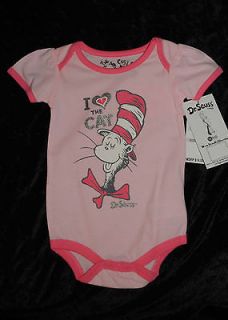 NWT Baby Girl DR SEUSS I {HEART} LOVE THE CAT IN THE HAT Pink Onesies