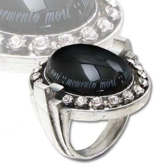 Alchemy Gothic Mori Noir Memento Mori Crystal & Cabochon Pewter Ring