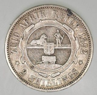 south africa zar silver 2 shillings 1892 rare from sweden