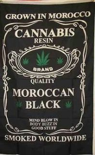 x5 MOROCCAN BLACK CANNABIS MARIJUANA WEED FLAG BANNER SIGN NEW