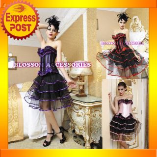 z7 burlesque boned moulin rouge costume corset skirt size choices
