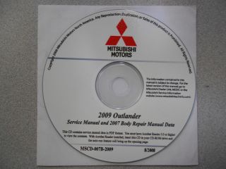 2009 2007 MITSUBISHI OUTLANDER Service Repair Manual CD FACTORY 