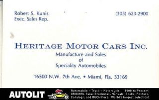 1980 heritage mercedes 500k kit car business card  3 99 buy 