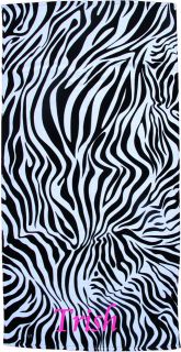 Personalized Embroidered Black and White Zebra Beach Towel 30x60 100% 