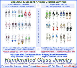10 pairs long dangle murano glass earrings peruvian lot time