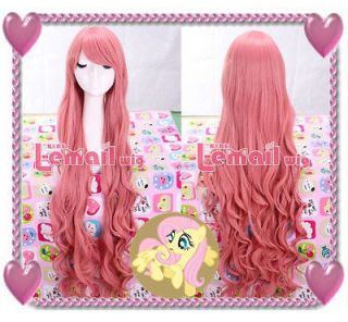 95cm long pink Anime My little pony fluttershy curly cosplay wig CW200