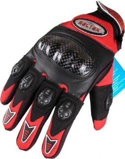   RED CRF Pro Hard Knuckle Leather Motocross Motorbike Motorcycle Gloves