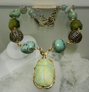 Jan Michaels Designer Jewelry Title River Nile Necklace w/ Beetle 