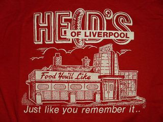 RARE Vintage 70s 80s Heids Of Liverpool New York Diner Thin Red Shirt 