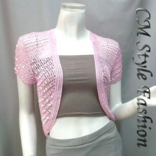 girly chic sequin crochet shrug bolero topper pink s from