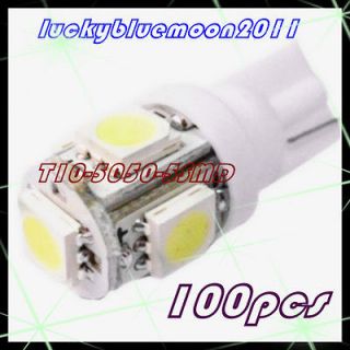100 PCS T10 5050 W5W 5 SMD 194 168 LED White Car Side Wedge Tail Light 
