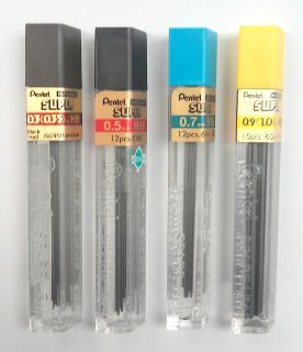 Pentel Mechanical Click On Pencil Refill Leads 0.3 0.5 0.7 0.9 HB B H 
