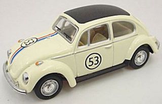   VW BEETLE HERBIE diecast model cars cream & black No.53 1:43rd