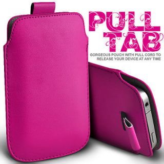 HOT PINK PULL TAB LEATHER POUCH CASE SKIN COVER FOR LG TOWN GT350