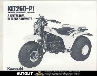 1984 Kawasaki 250 KLT250 P1 3 Wheel Police Motorcycle ATV Brochure