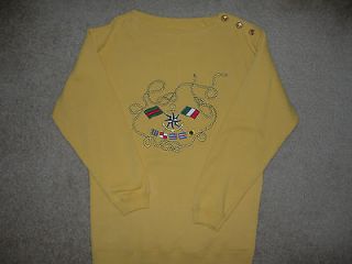 Vintage Gucci Unisex Nautical Yellow Button Shouldered Embroidered 
