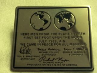 Apollo 11 Moon Plaque Lapel Pin Official NASA Edition Buzz Armstrong 