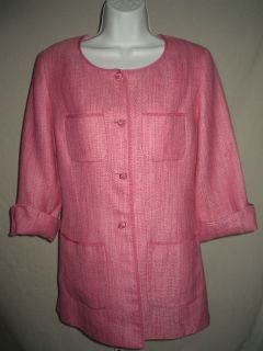 Sz 12 42 Renato Nucci Jacket Pink Linen Lined French Designer 80s VTG 