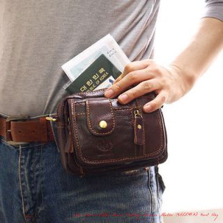 New Leather Brown Small Shoulder Bag Fanny Waist Packs PASSPORT Wallet 