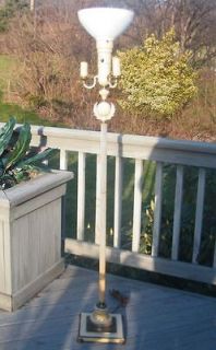 ANTIQUE OLD BALL & WING WREATH BRASS FLOOR VICTORIAN CANDLESTICK 