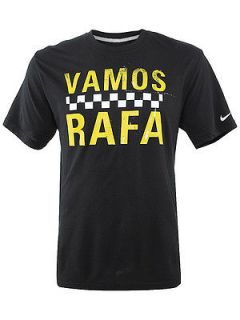 mens Nike nadal/vamos rafa tennis t shirt black dri fit cotton 488317 