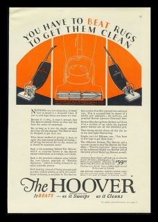 HOOVER VACUUM CLEANER IT BEATS AS IT SWEEPS 1927 PRINT AD