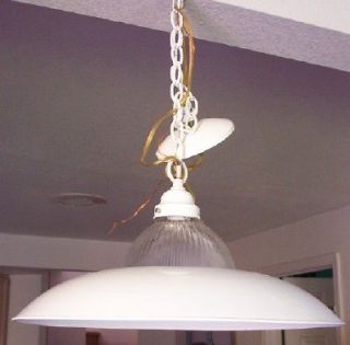 white metal glass saucer hanging ceiling light lamp time left