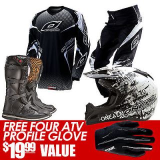   BOOTS (L/36/XL/1) COMPLETE GEAR COMBO PANTS JERSEY BLK ONEAL MOTOCROSS
