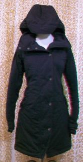 NAU Womens Gorgeous Black Splendor Trench Coat Goose Down Jacket S NEW 