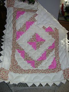 pink log cabin prairie point baby quilt pretty time left