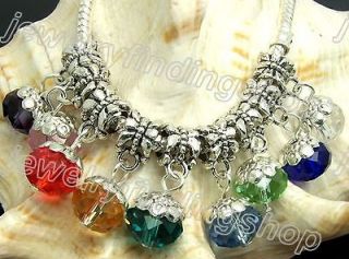 mixed colors crystal beats 8pcs fit charm bracelet f594 from