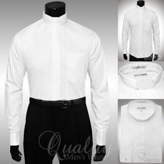 Lucasini White Clergy Nehru Shirt 20 34/35 White Collar Band French 