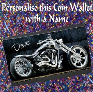 Personalised Motorbike Coin Wallet / Purse   add a Name   Christmas 