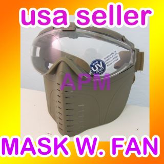 milspec paintball pro goggle full face mask w fan tan