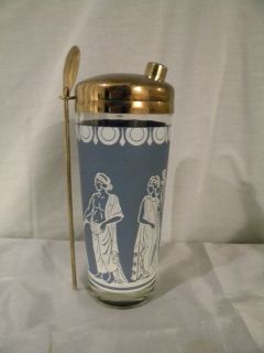 Vintage Greek Roman Design Bar Glass Shaker Strainer With Spoon 
