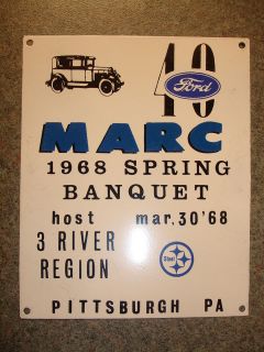   Vtg Metal 3 River Region Marc Spring Banquet Ford Car Club Plate Badge