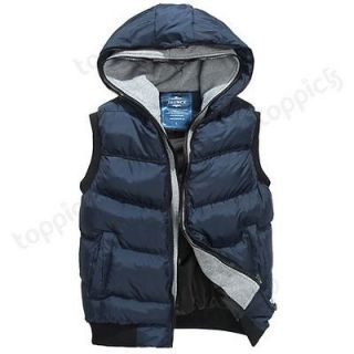Blue Hoodie Hood Hooded Winter Warm Casual Vest Waistcoat Jacket Top 
