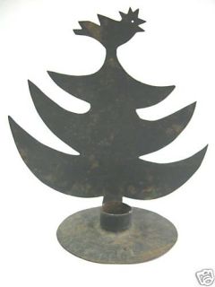 antique wrought iron x mas tree candle holder bird from