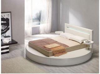 Palazzo white ROUND leatherette platform modern BED contemporary style