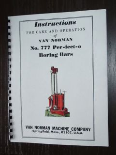 van norman model 777 boring bar instruction parts manual one