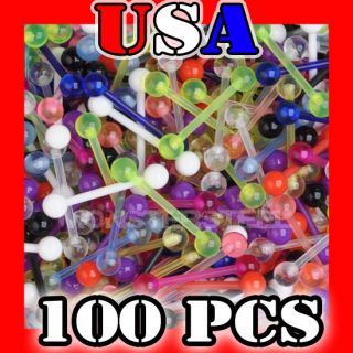 bioflex wholesale lot 100 tongue rings barbell flexible  17 