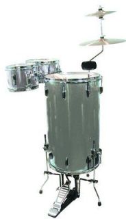 silver cocktail drum set stand up percussion kit new one