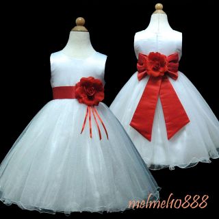 USMD57 Red Wedding Pageant Christmas Party Flower Girl Dress 1 to 14 
