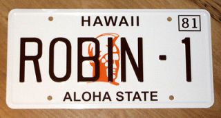 Magnum PI ROBIN 1 *Metal Stamped* Hawaii License Plate Ferrari 308 Tom 