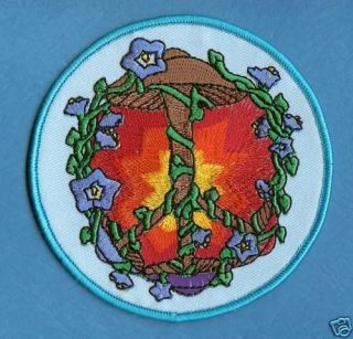 hippie psychedelic mushroom peace patch iron on crest a