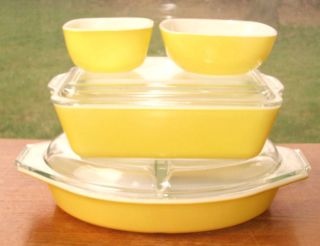   of Yellow Divided Dish Refrigerator Dish Side Dishes   Very Good