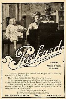 1905 Vintage Ad Packard Piano Mother Child Boy Violin   ORIGINAL 