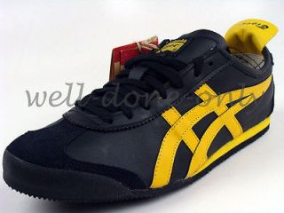 new vtg Asics Onitsuka Tiger MEXICO 66 black yellow mens leather retro 